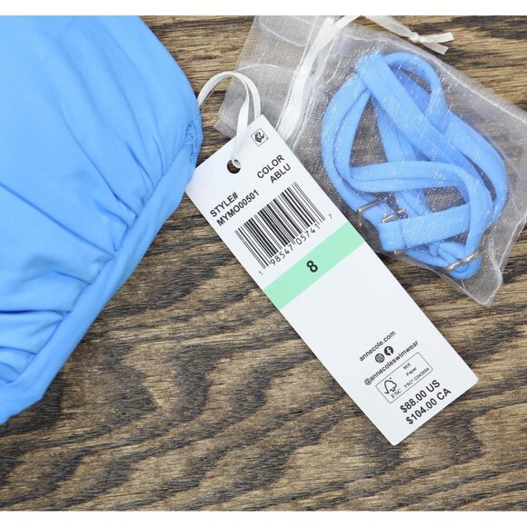 Anne Cole Womens Twist-Front Ruched One-Piece Swimsuit MYMO00501 Arctic Blue 8 - Picture 3 of 9